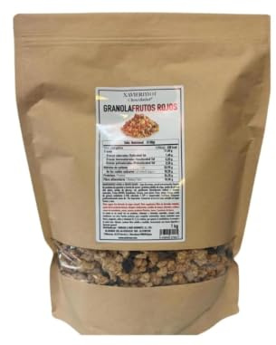 XAVIERMOR – Granola di Avena Croccante, 1 kg, con Frutti Rossi – Colazione Sana con Proteine e Fibre Naturali – Snack Fitness Nutriente con Energia Sostenuta