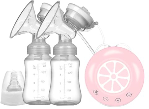 Pompa elettrica portatile per allattamento, tiralatte doppio per allattamento al seno,Pompe per estrazione tiralatte con 2 bottiglie di latte - Modalità multiple, basso rumore, forniture per l'allatta