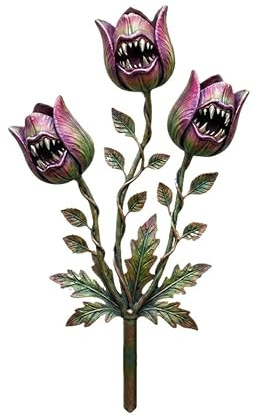 CASOME Paletto Da Giardino In Metallo A Forma Di Venere Acchiappamosche – Divertente Decorazione Per Prato A Tema Piante Carnivore – Ornamento Da Esterno Dai Colori Vivaci – 30cm