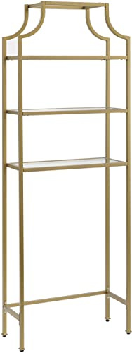 Crosley Furniture Aimee Over The Toilet Storage and Bathroom Organizer with Shelves, Gold