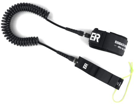 Eisbach Riders Surfboard SUP Curled Leash (10/11ft) Schwarz - Stand Up Paddeling Wellenreiten Surfbrett (Schwarz, 11ft)