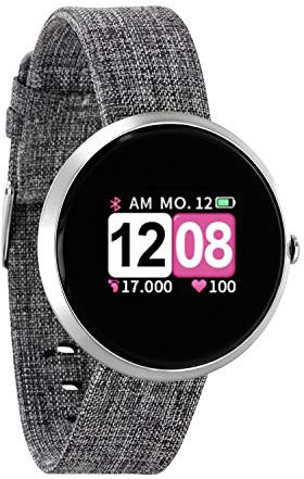 X-WATCH 54048 SIONA COLOR FIT Farb-TFT Damen Smartwatch, Activity Tracker für Android und Apple iOS Helles silber