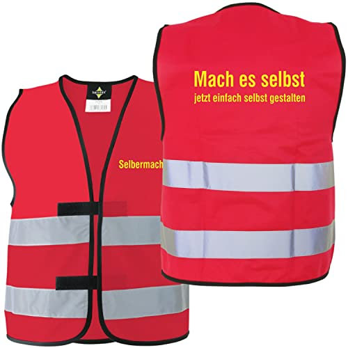 KDS Warnweste Funktionsweste Color mit Druck selbst gestalten (rot, L)