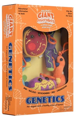 GIANTmicrobes Coffret cadeau sur le thème de la génétique, porte-clés en peluche ADN, ARN, chromosomes, noyau, mitochondries, éducatif, pour tous âges, unisexe, connaissance de la génétique