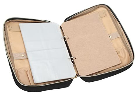 VBESTLIFE Kleine Schmucks Cha Tulle, Reiseschmuck-Organizer-Koffer Tragbare Schmuck-Aufbewahrung Rolle mit Durchsichtigen Binder-Taschen für Ohrringe-Halsketten Schwarz