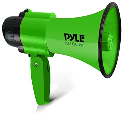 1 Megaphon PMP32GR grün 30 Watt max bis 750 Meter mit eingebauter Sirene für den Innen- und Außenbereich, Sportveranstaltungen, Streiks, Vorführungen, 1 Stück