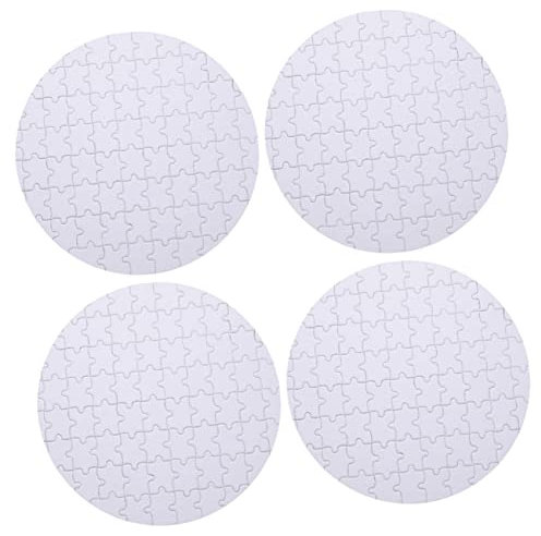 Toyvian Sublimationspuzzle Rohlinge Rund 4 Stück Selbstgemacht Weiß Perlglanzeffekt Fotodruck Thermotransfer Puzzle Leere Puzzle für Kinder Kreativität Lernspielzeug Wärmeübertragung