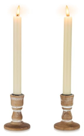 Inweder Wooden Candle Holder for Candlesticks: Rustic Candlestick Holders Lightbrown Farmhouse Taper Candle Holders for Christmas Table Centrepiece Fireplace Party Living Room Decor Set of 2