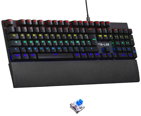 The G-Lab Keyz Carbon Ex Tastiera Meccanica Azerty Switch Blu - Tastiera Gaming Retroilluminazione LED RGB, Anti-Ghosting Total, 12 Tasti multimediali - PC/PS5/Xbox - New (Keyz Carbon Ex)
