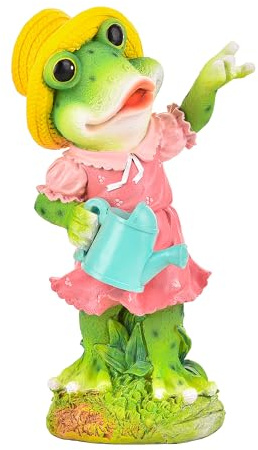 Sungmor Frog Garden Statue Outdoor Decor, Resin Hard-Working Frog Holding Watering Can Figurine, Funny Frog Couple Statues for Yard Porch Lawn Decoration, Home Office Frog Ornaments