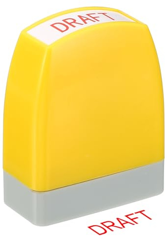 PATIKIL Sello de Aviso Borrador Autoentintable, Tinta Roja, Sellos de Oficina Preentintados, Sello de Mensaje Recargable Estilo 1, Amarillo