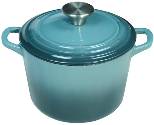 Flavehc Dutch Oven Pot with Lid 1.8 qt Cast Iron Dutch Oven for Bread Baking Slateblue Enameled Cast Iron Rice Pot with Handels