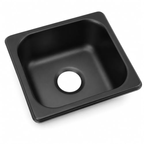 Bardiskbänk 150x135x70mm,Wet Bar Diskho Drop in,RV Diskho,Liten Rostfritt Stål Köks- och Bardiskbänk med 40mm Avloppshål för Båt Caravan RV Svart