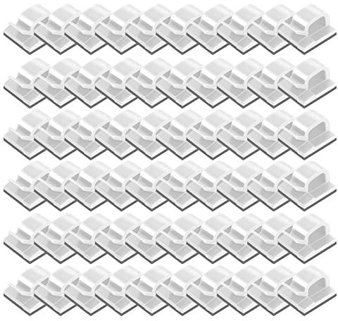 TTTLLNN 60 clips de cable para exteriores con cintas adhesivas, clips de luz, ganchos autoadhesivos, soporte de alambre