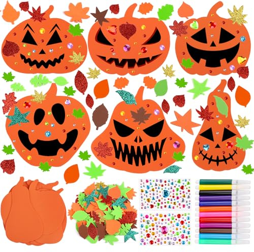JOFONY Lot de 76 citrouilles d'Halloween, kit de bricolage pour enfants, bricolage, citrouilles à peindre, décoration d'automne et d'Halloween