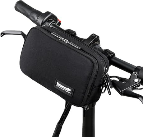 flintronic Sacoche Avant pour Vélo, Sacoche de Guidon, Sac Avant de Vélo Étanche avec Housse Anti-Pluie, Sac à bandoulière Réglable, 20 x 6.5 x 11 cm, Noir