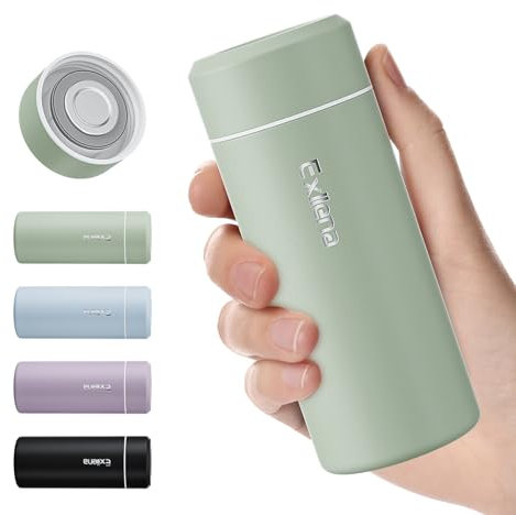 【Serie Avanzata】Exllena Borraccia Termica Piccola – Mini Borraccia Termica 250 ml con Copertura in Acciaio Inox, Ideale per Borsa e Viaggi | Borraccia Piccola - Verde Menta