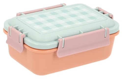 Monnëka Lunch Box | Ideali per Scuola e Parco, Disponibili in Due Taglie con Scomparti e Forchetta Inclusa, Ermetiche e Facili da Usare | Apricot 900ml
