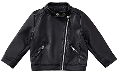 Chaqueta Moto Cuero Sintético para Ni?as Abrigo Ajustado Exteriores A?os
