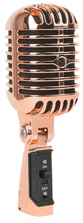 Micrófono vocal dinámico vintage con aspecto de metal antiguo para actuaciones escénicas y micrófono de metal fundido para cantar