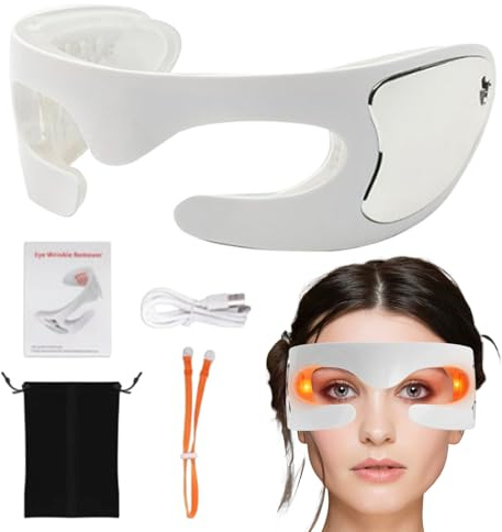 Masajeador De Ojos Con Vibración Y Luz 18cm | Gafas De Masaje Relajantes De ABS | Dispositivo Portátil De Cuidado Ocular Para Casa Y Oficina | Correa Ajustable