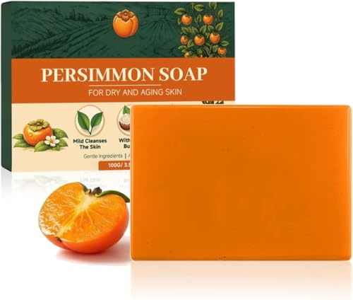 Rhoms Persimmon Soap for Old People, Persimmon Soap for Nonenal, Persimmon Goat Milk Soaps, Deep Cleansing, Removes Odors, Moisturizing Body Cleanser, Deodorant Bath Bar for All Skin (1Pc)