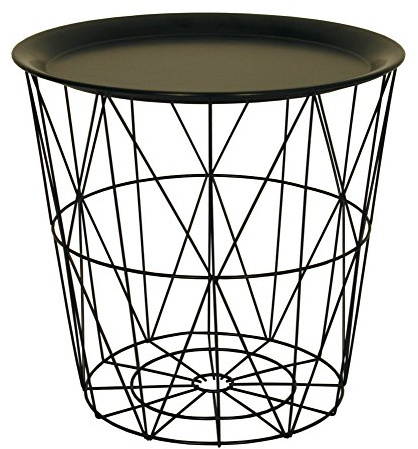 Modern Black Small Wire Side Table Metal Coffee End Side Table With - Lift Off Tray Top Brand change to:Sifcon