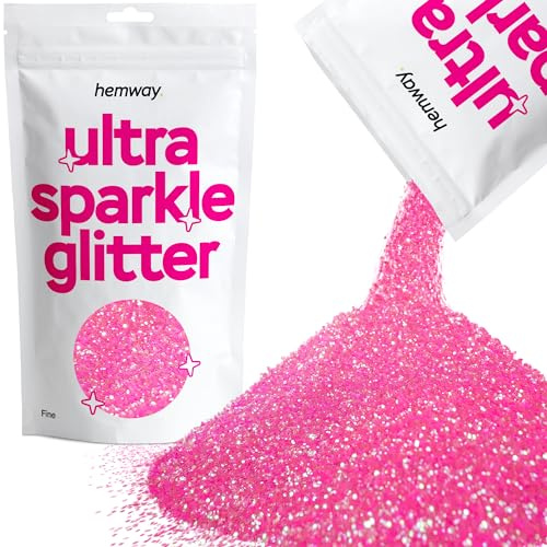 Hemway Ultra Sparkle Glitter Baby Pink Iridescent 100g Fine | Glitter for Arts & Craft, Makeup, Nail Art, Crafting, Card Making, Sparkle Decoration