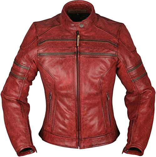 Modeka Iona Damer Motorcykel Skinnjacka, rot, 40