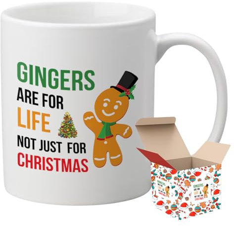 Gift Hub - Gingers are for Life, Not Just for Christmas Funny Christmas Mug with Secure Gift Box; Ideal Ginger Gift Mug for Men and Women, Ginger Present Joke, Christmas Ideas for Him and Her.