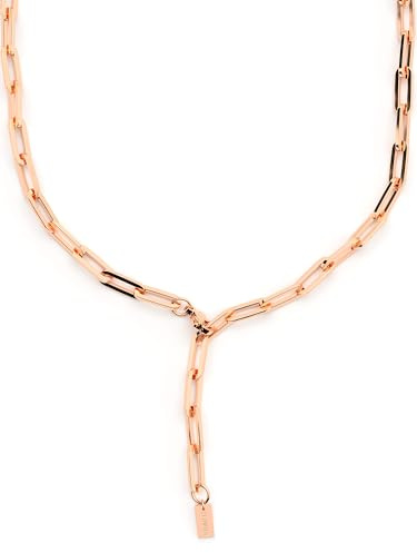 THIORA 'Island Links' Y-Kette Roségold Damen Halskette | Edelstahl 18kt Rosé Statement Anpassbar
