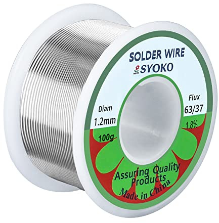 SYOKO 63/37 Soldering Wire 1.2mm 100g Tin Lead Rosin Core Solder Wire for Electrical Soldering, Electrical Solder, 1.8% Solder Flux (63/37 1.2mm 100g)