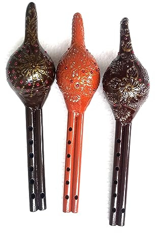 TANTU Flûte de charme serpent, Pungi, Sapera Been, Instrument à vent en bambou, Noir, Jaune, Marron, Do, Poli, Traditionnel
