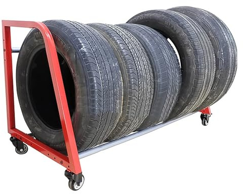 Reifenständer reifenregal Reifengestell Boden Halb LKW Reifenständer Mit Rädern, Großer Verstellbarer Reifenständer Aus Metall Für Schneereifen, SUV-Reifen Oder Felgen, Universal Radlagerregal,