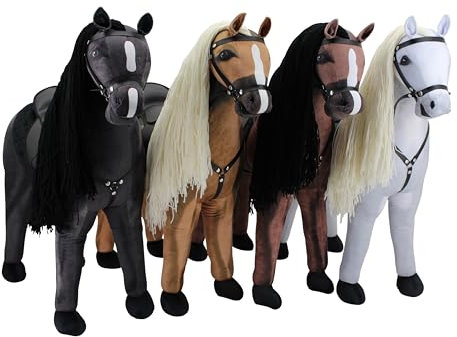 Haasenstrauch Sweety Toys Stehpferd zum Reiten- Plüschpferd Reittier Keine Montage erforderlich (Dunkelbraun)