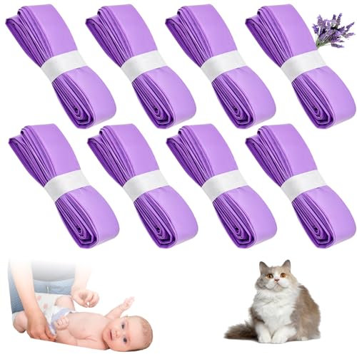 qianduoduo 8 Stück 4.5m Windeleimer Nachfüllkassetten,Umweltfreundliche Geruchsdichte nachfüllkassetten kompatibel mit Angelcare, für Litter Locker, für LittyCat, für Chicco, für Spross(Lila)