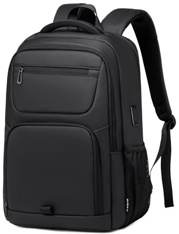 BJIAX 35L Stor Ryggsäckar Skolryggsäckar Arbetsryggsäckar för bärbar dator 15,6 tums Vattentäta skolryggsäck Laptopväska med USB-laddningsport Anti Theft Business Work Travel Backpack, Svart film