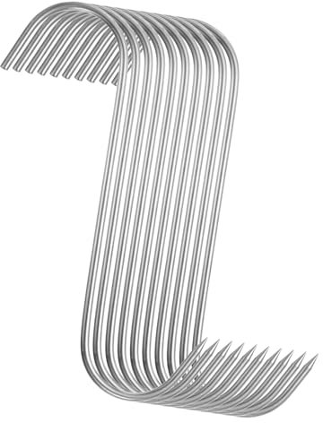 sourcing map 10 ganchos para carne de acero inoxidable de 4 mm, gancho de carnicero para procesamiento de carne, ganchos para ahumar, asar a la parrilla, carne de res, costilla, barbacoa