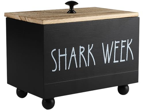 Gzsekken Tampon Holder for Bathroom with Lid,Shark Week Period Box Sanitary Products Organiser for Bathroom, 3 Compartment Feminine Products Box,Women Period Products Storage Container