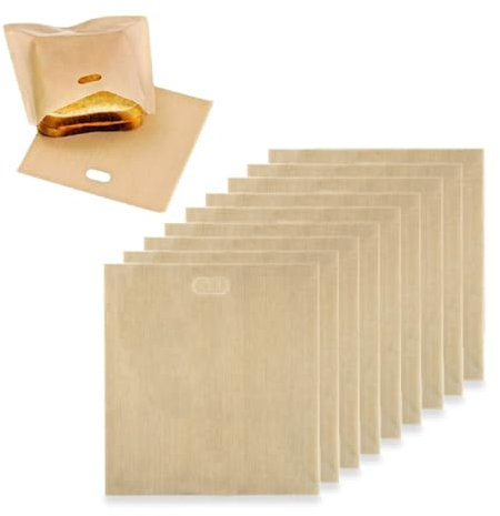 Kellegour 12Piezas Bolsas de Tostadora Reutilizables,Bolsas para Tostada Antiadherente,Bolsa Sandwich Tostadora,Bolsas Tostar Pan Bolsa Tostadora Reutilizable para Queso a la Parrilla,Pizza,Sándwiches