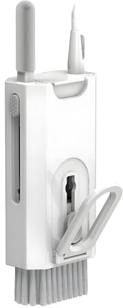 QUMOX Kit de Nettoyage Multifonction 8 en 1 pour appareils électroniques, Brosse de Nettoyage pour Clavier, Nettoyeur d'écran, Nettoyeur pour écouteurs et AirPods, Design Compact et Portable