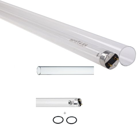Koi Herdecke 55 Watt UVC Ersatzlampe für Teichklärer | TL Sockel | Quarzglas Set 895mm | 8000h Betriebsdauer | 2x Dichtring für TMC Pro Clear Ultima | UV Wasserklärer Lampe für Teichfilter