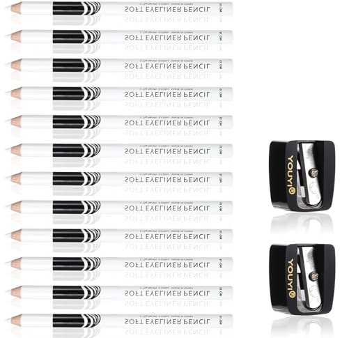 12PCS Barber Pencil Set with Sharpener, Smudge-proof Beard Shaping Guide Pen, Hairline Pencils, Suitable for Men and Women (White)