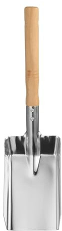 sourcing map Pala per cenere da camino, 38,1 cm, in acciaio inox, pala da giardino, paletta per polvere con manico in legno per stufa a legna carbone