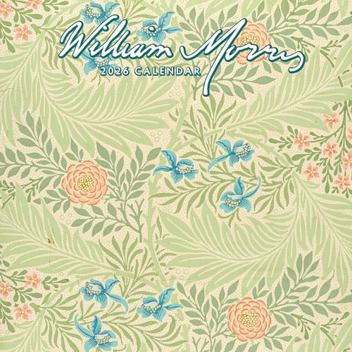 Red Robin - Calendario mensual de pared 2026 William Morris | 12 x 24 pulgadas abierto | Papel grueso y resistente de alta calidad | Calendario de 12 meses para colgar | Notas rayadas y área de tareas