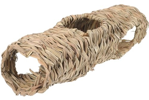Veemoon Túnel de Juguete para Hámster y Cobaya de Paja Beige, Fácil de Usar en Jaula, Adecuado para Ejercicio y Refugio en Mascotas Pequeñas
