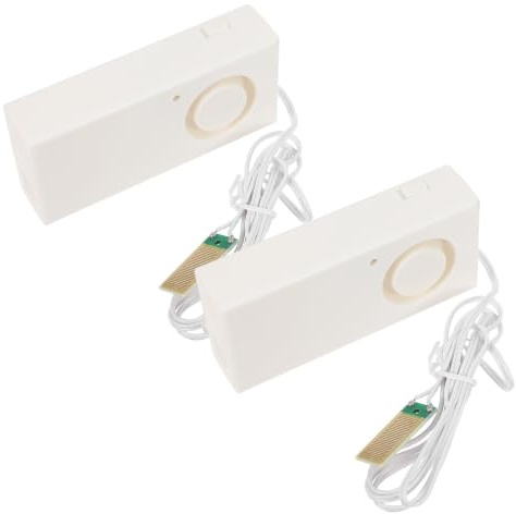 KJHBV 2 Piezas Detector de Agua para Hogar y Baño Sensor de Detección en Real y Protección de Alarma Dual, Material Abs Blanco para Evitar Desbordamientos