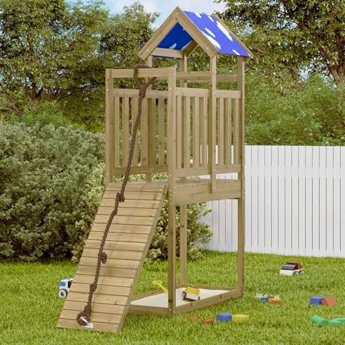 Ziaphsol Lektorn brun av massivt impregnerat trä, 52,5 x 110,5 x 215 cm, för trädgård och terrass med rutschkana, gunga, klättervägg och tillbehörsset för utomhusbruk
