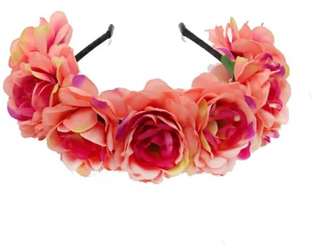 Hårband med konstgjord blomsterkrans Konstgjorda blommor krona pannband kvinnor Brudrosa multicolor(Color6)