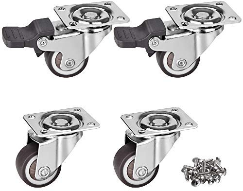 Moogiitools 4 Roulettes Pivotantes Roulettes pour Meubles avec frein,Roulette Charge Lourde Roulette Sans Traces au Sol pour Charge Lourde - Roue en Caoutchouc pour Chariot (25mm Jusqu'à 45KG)